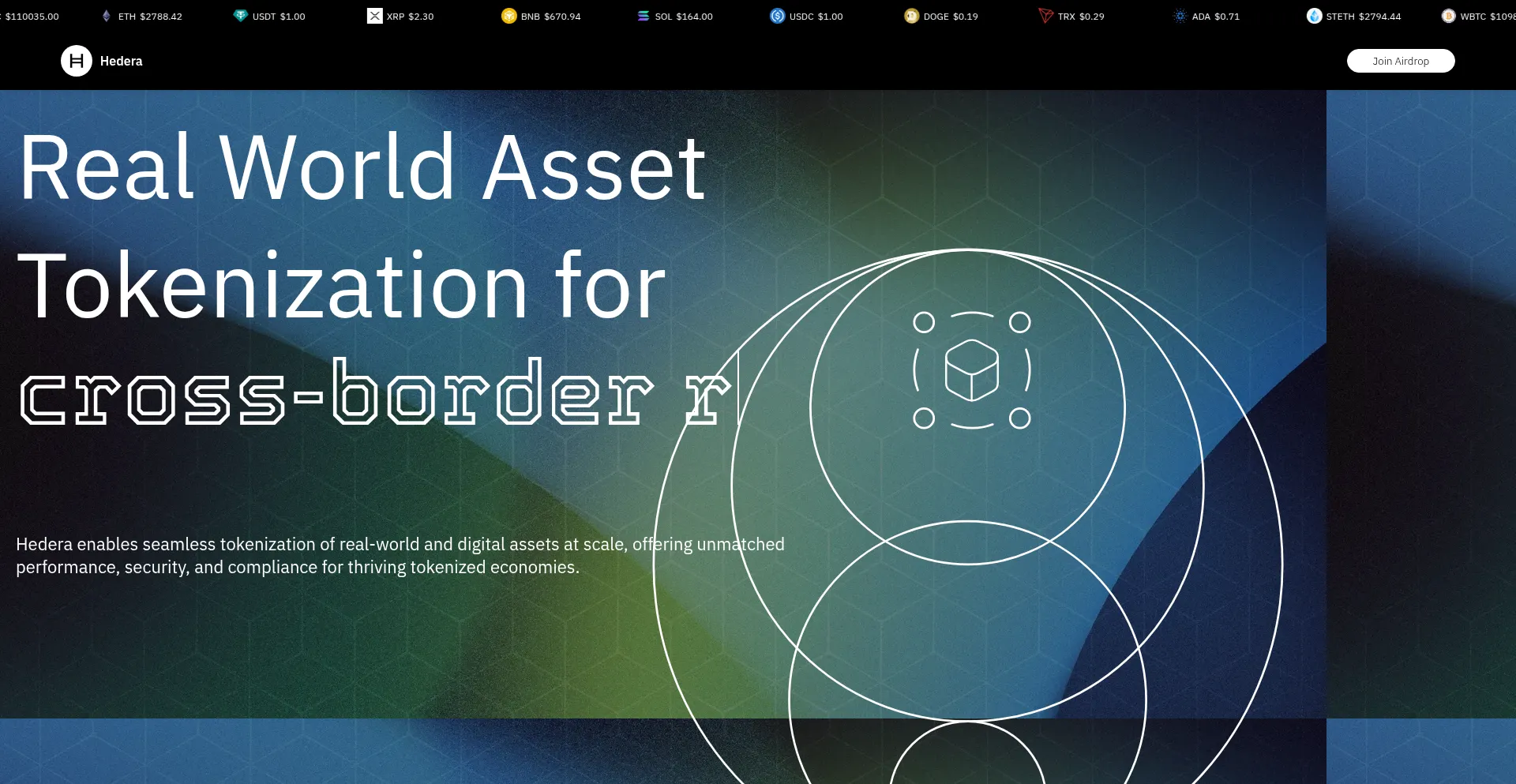 Website screenshot of Hedera-airdrop.org
