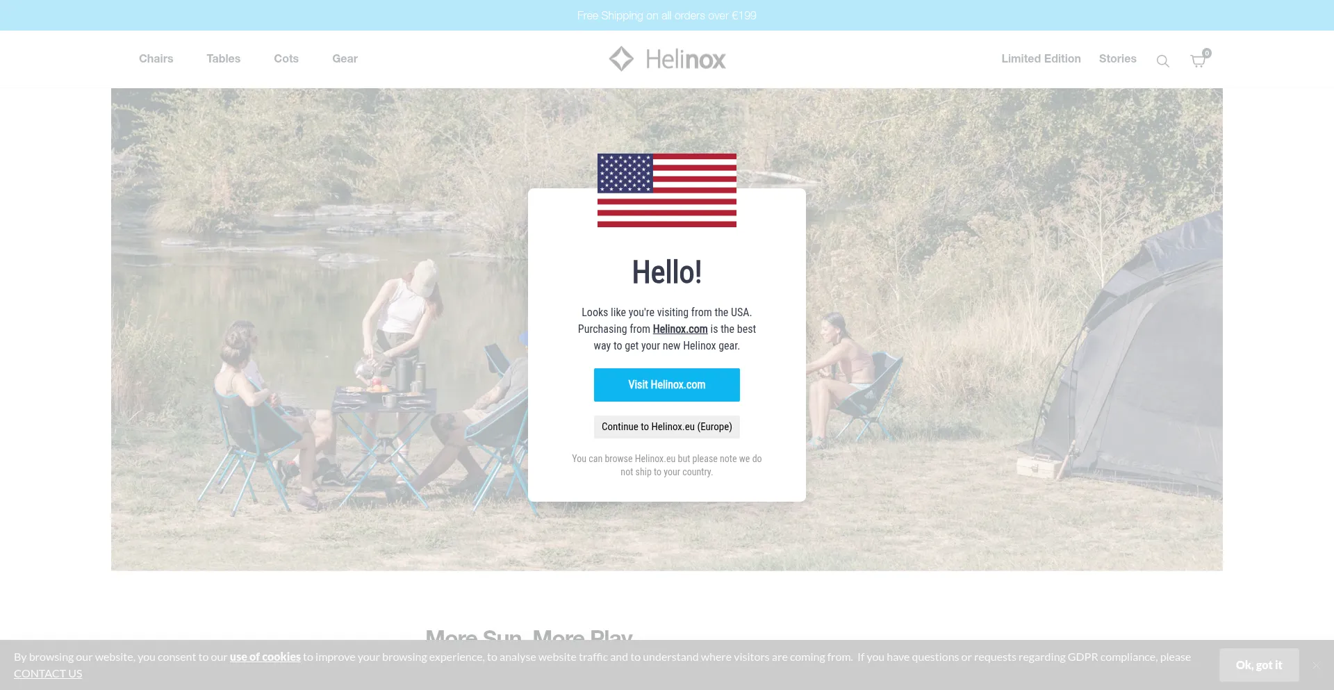 Website screenshot of Helinoxlife.com