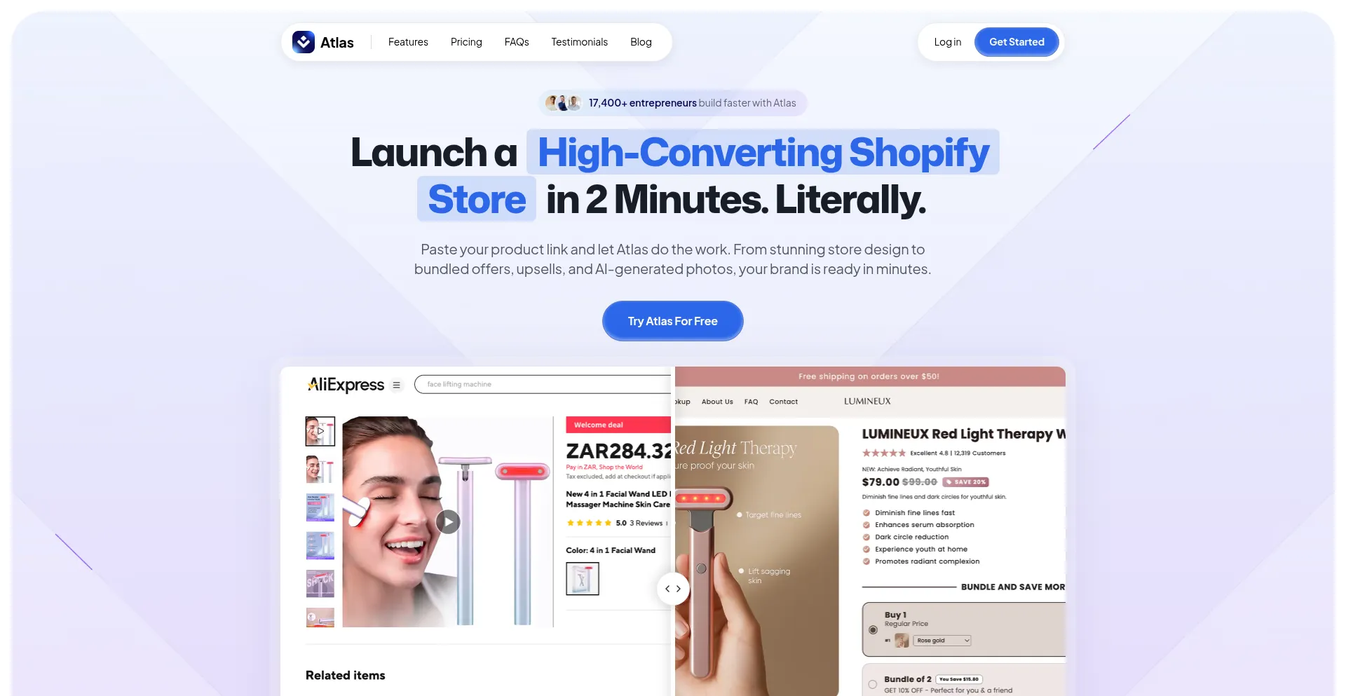Website screenshot of Helloatlas.io
