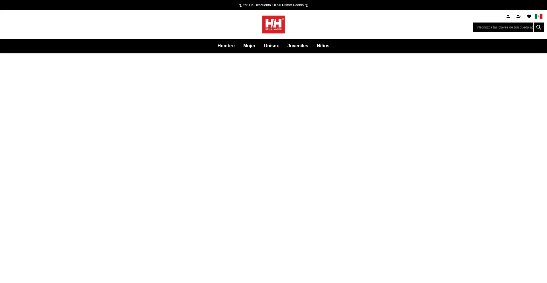 Website screenshot of Helly-hansen.com.mx