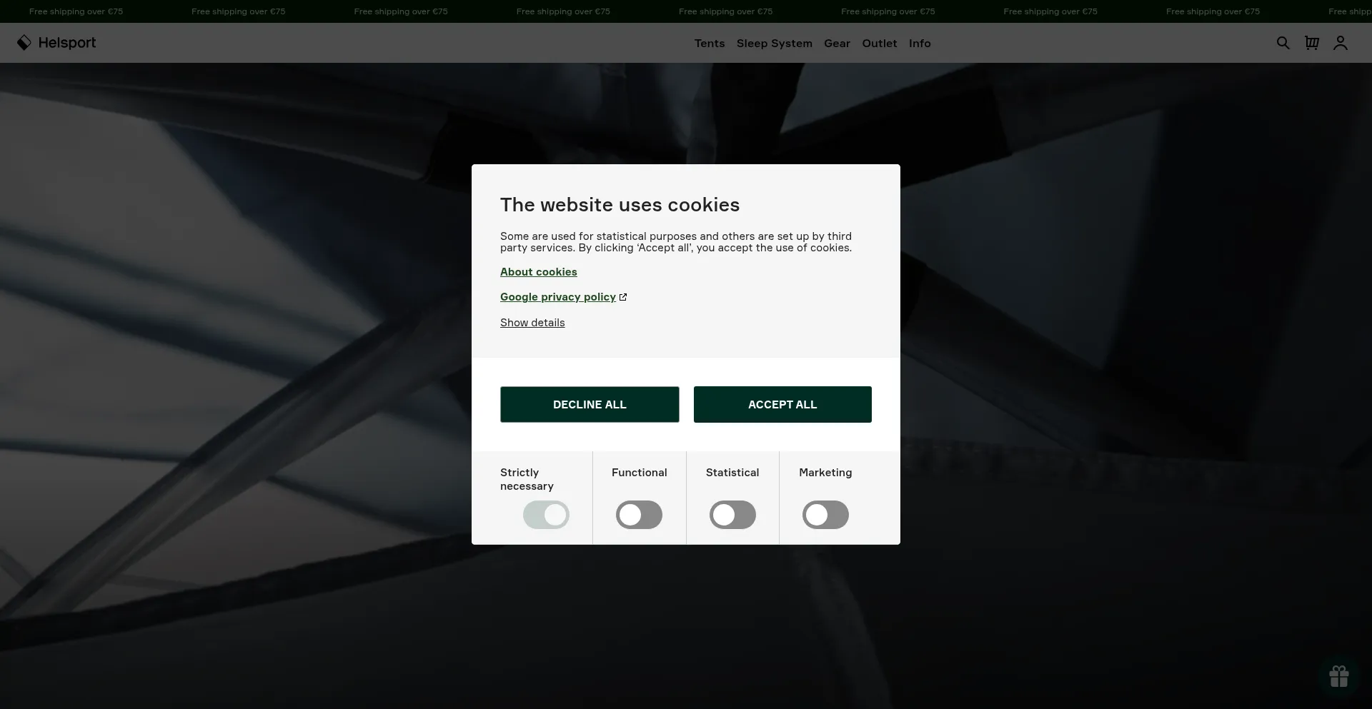 Website screenshot of Helsport.com