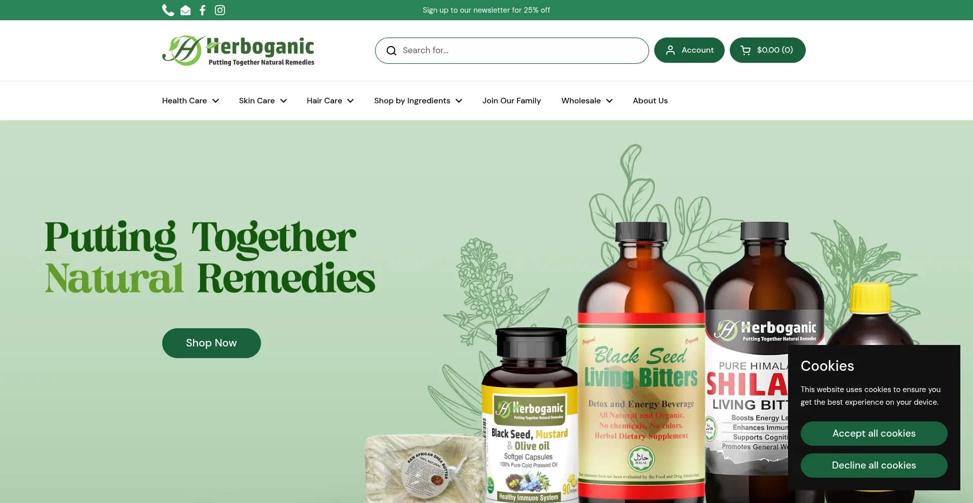 Website screenshot of Herboganic.com
