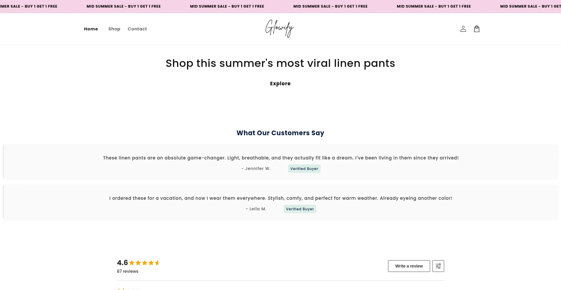 Website screenshot of Herglowify.com
