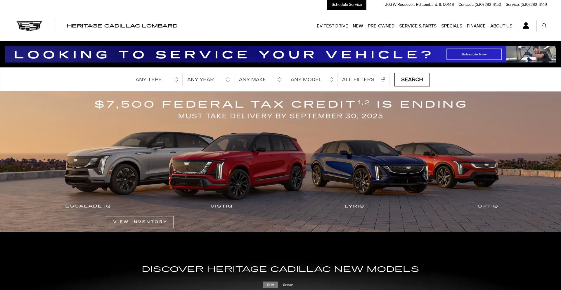 Website screenshot of Heritagecadillac.com