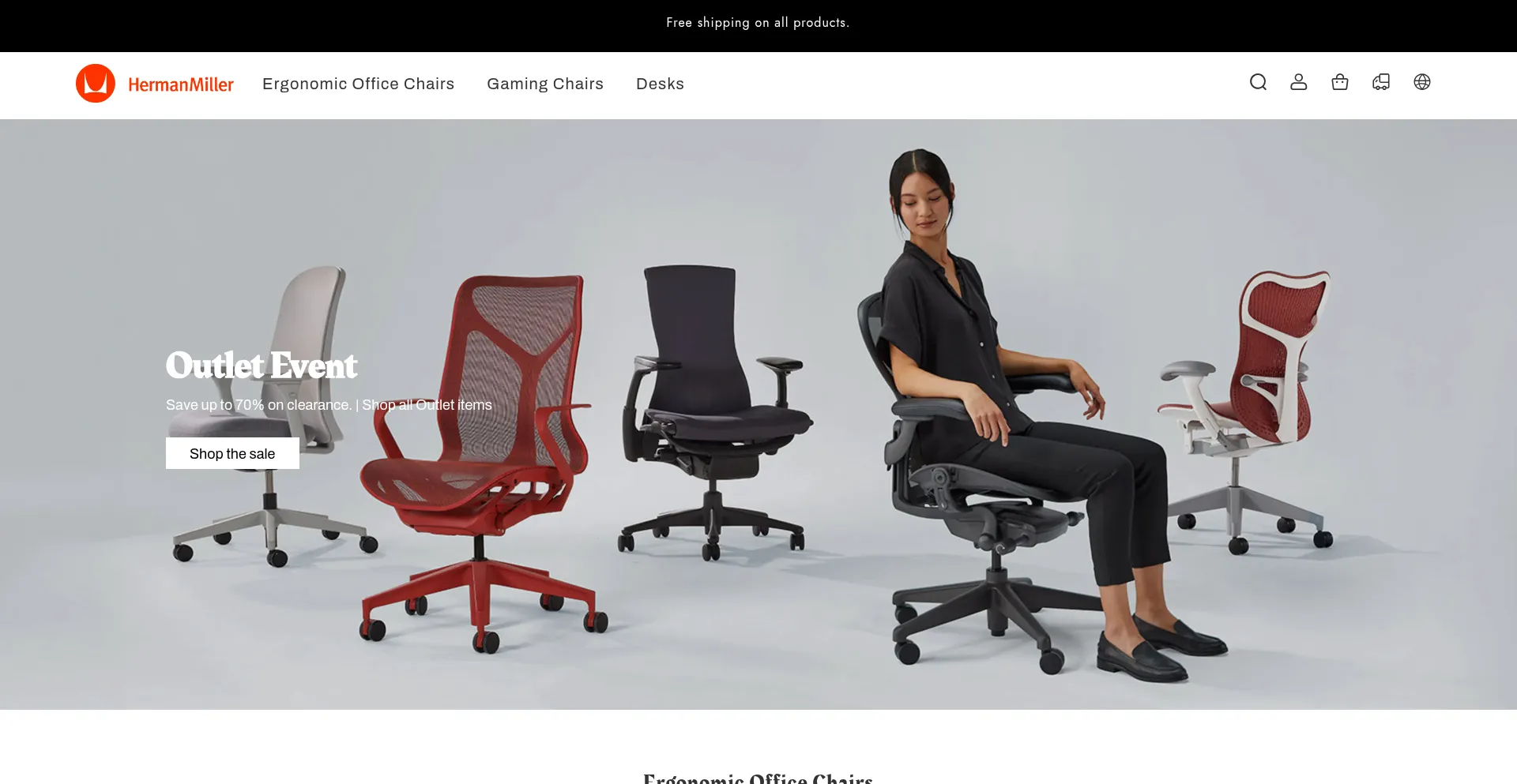 Website screenshot of Hermanmillerus.com