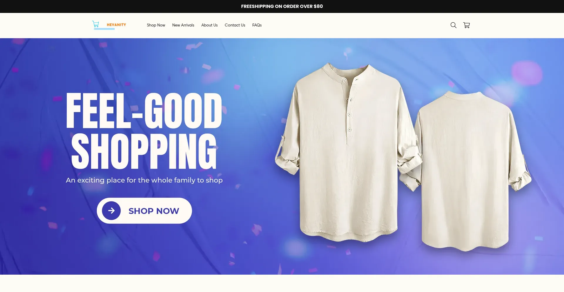 Website screenshot of Hevanity.com