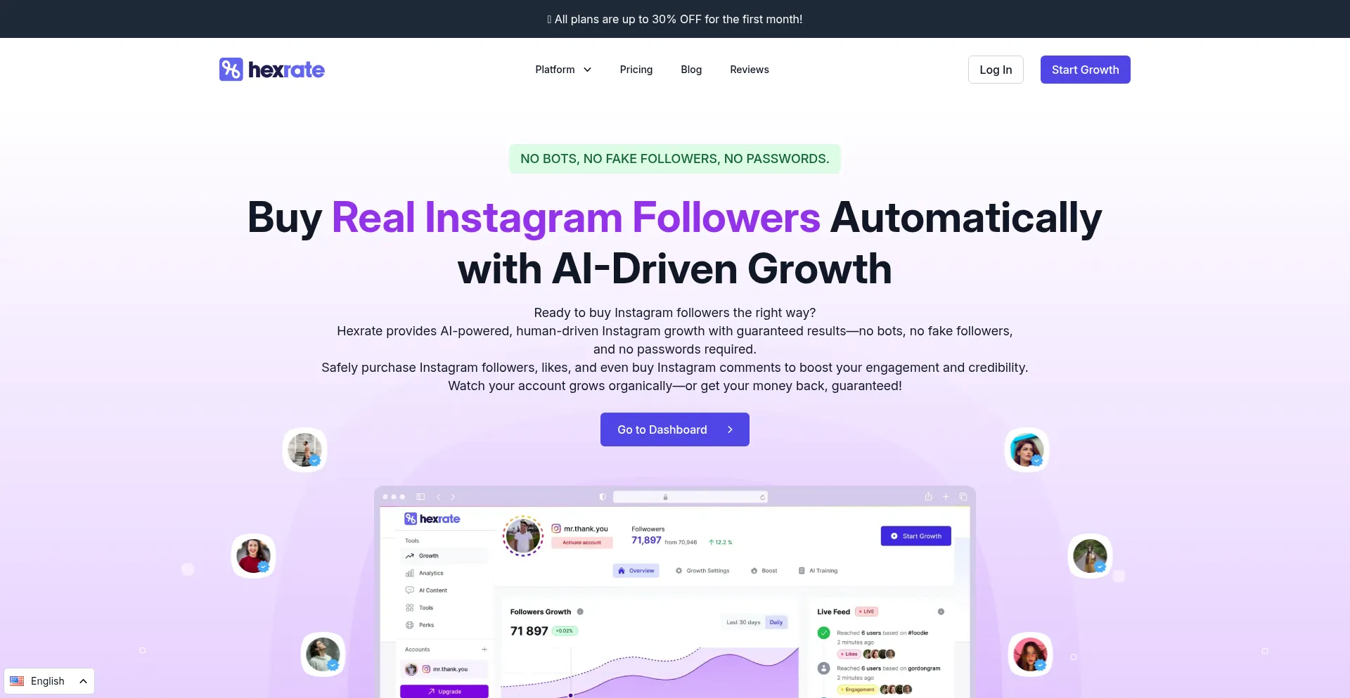 Website screenshot of Hexrate.com