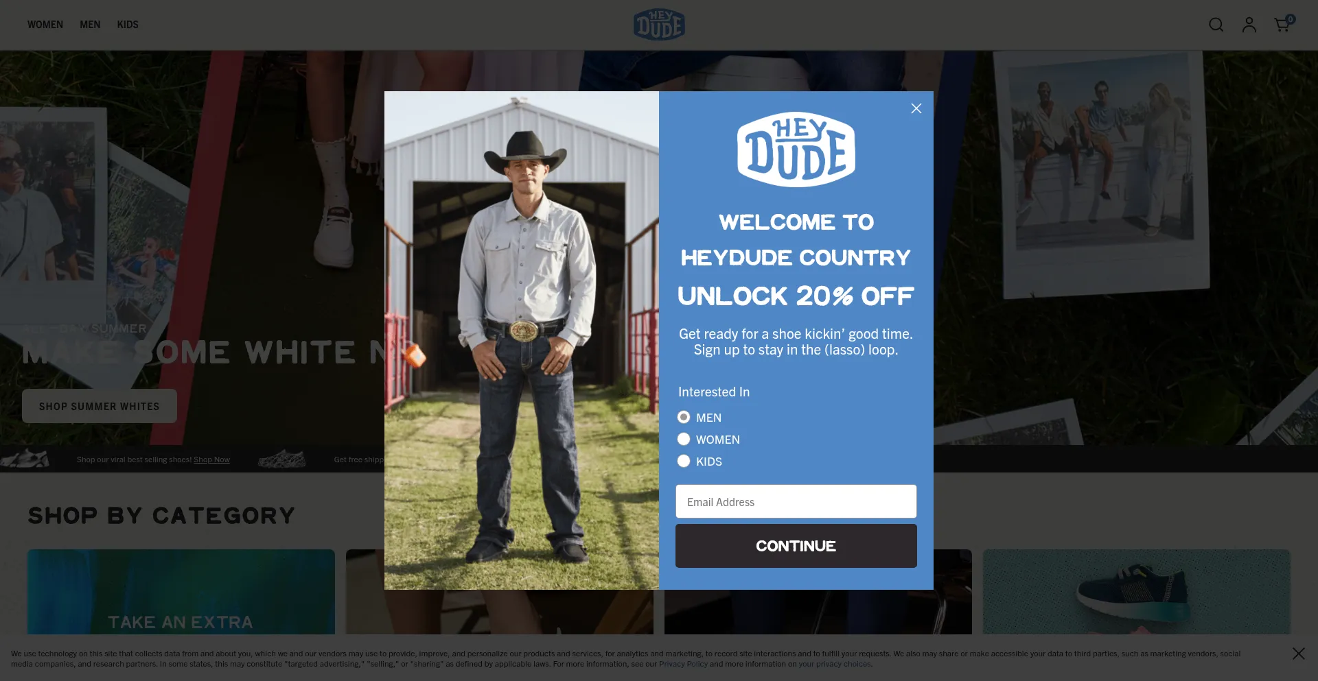 Website screenshot of Heydude.com.au
