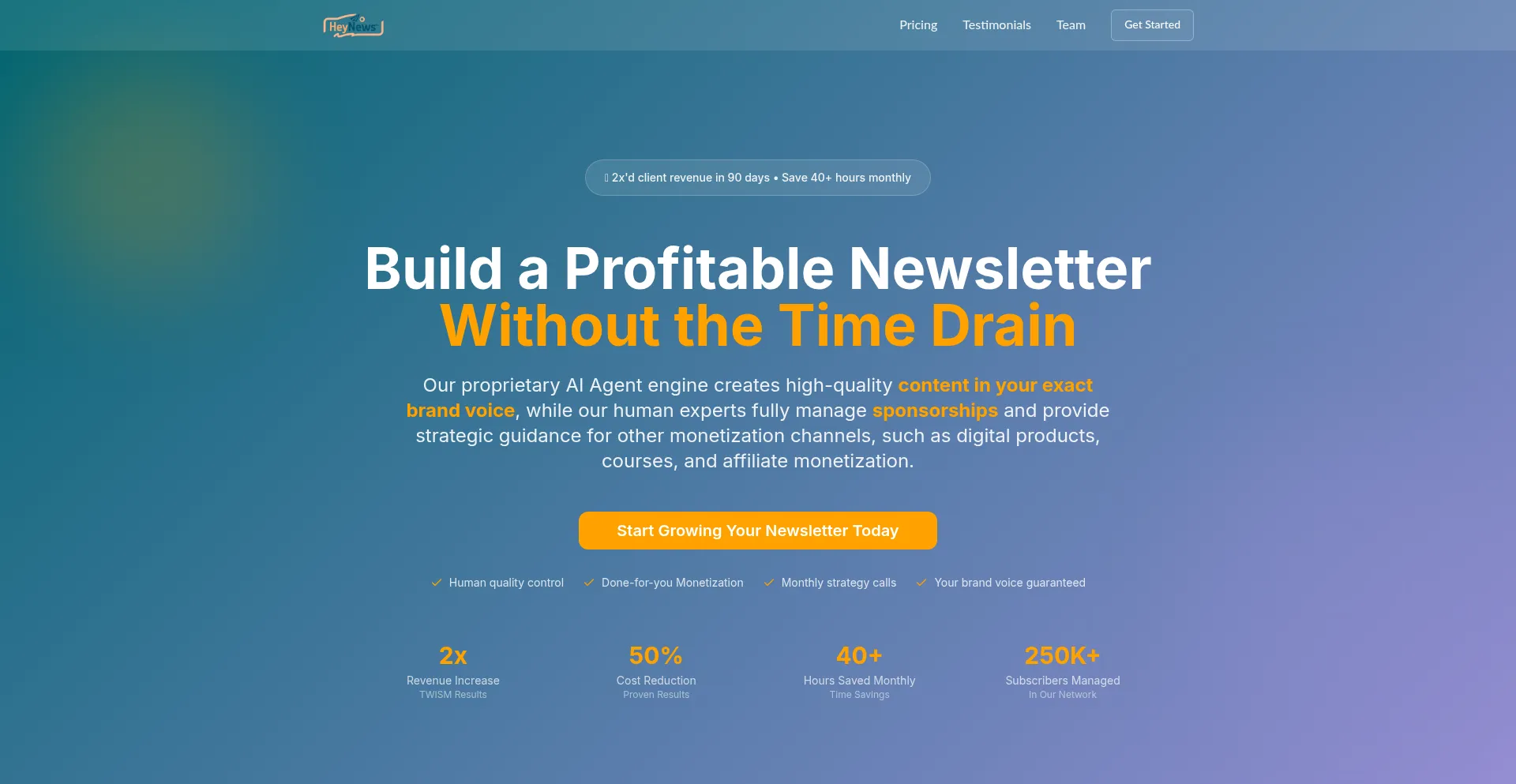 Website screenshot of Heynews.link