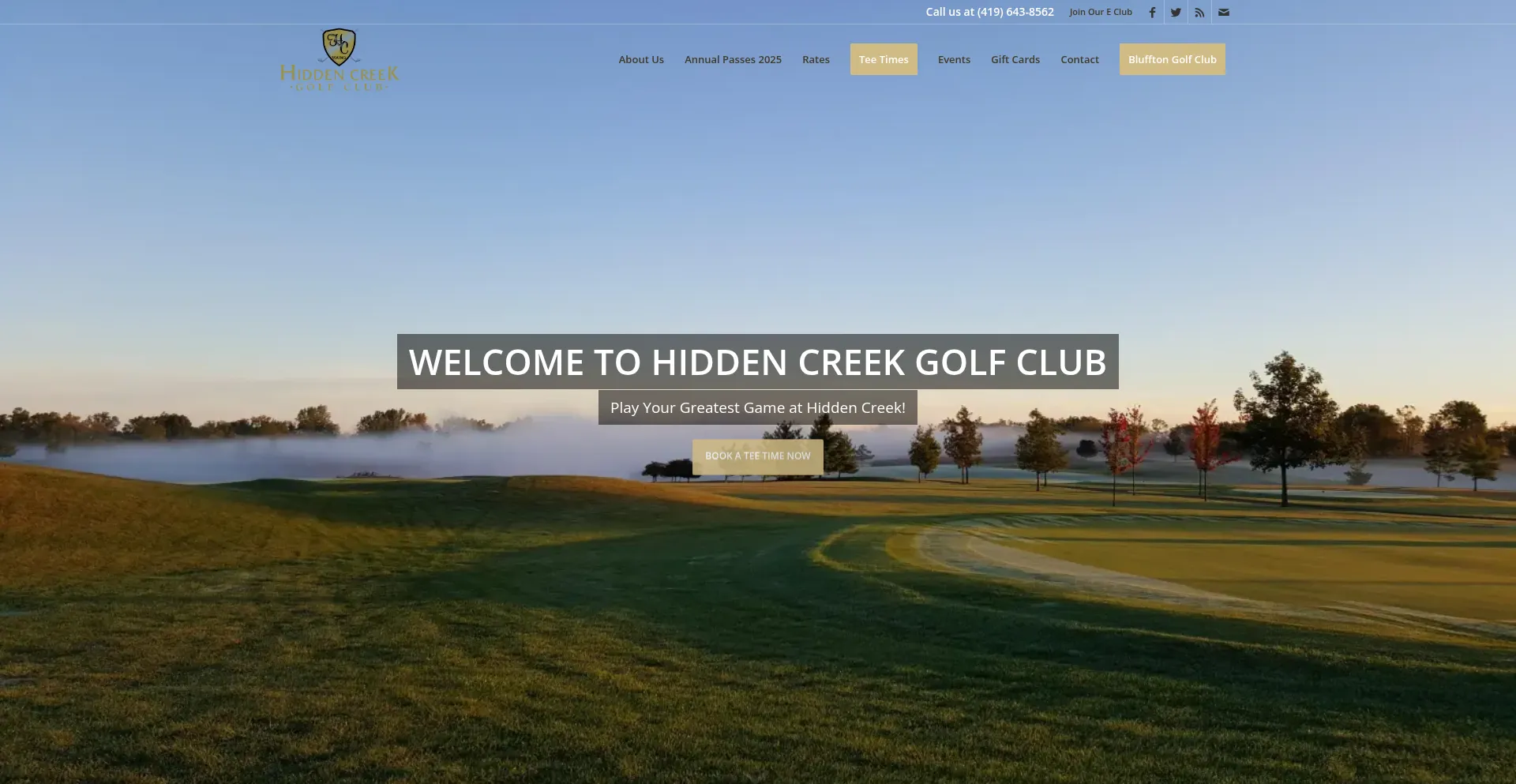 Website screenshot of Hiddencreekgolfclub.net