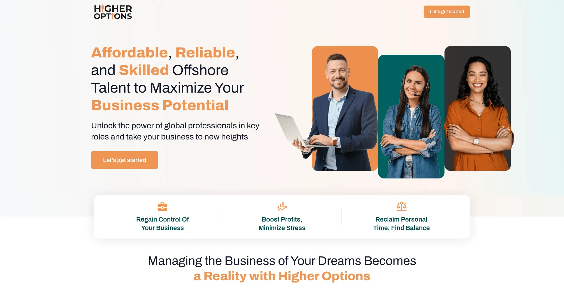 Website screenshot of Higheroptions.co