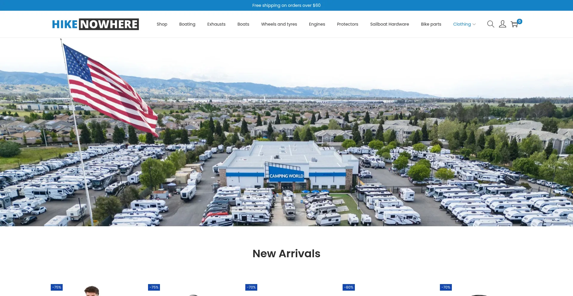 Website screenshot of Hikenowhere.com