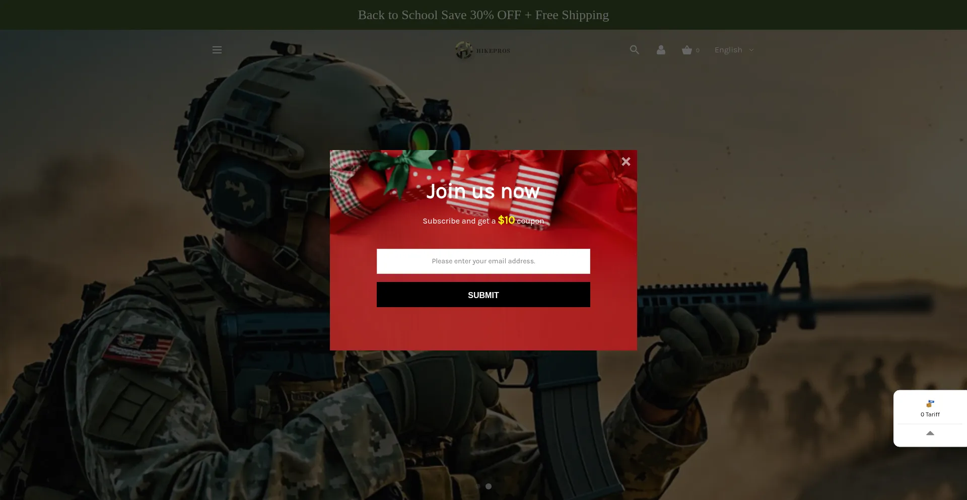 Website screenshot of Hikepros.com