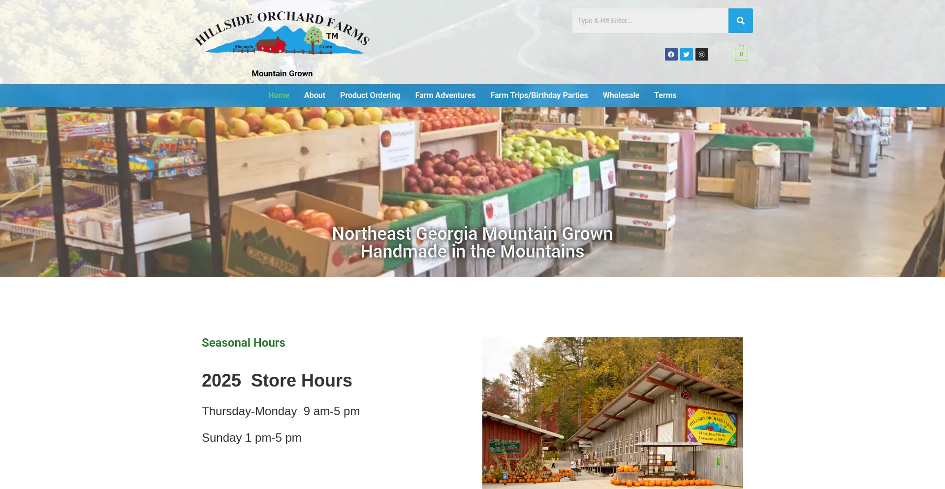 Website screenshot of Hillsideorchard.com