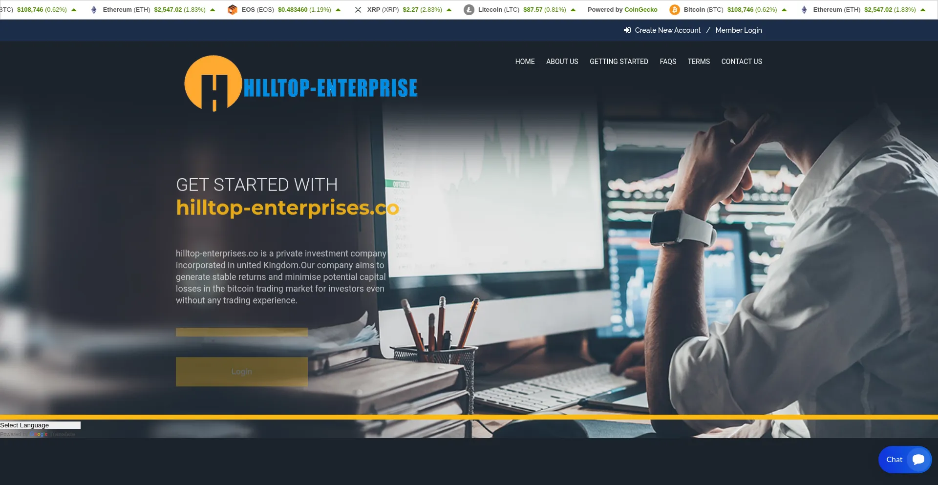 Website screenshot of Hilltop-enterprises.co