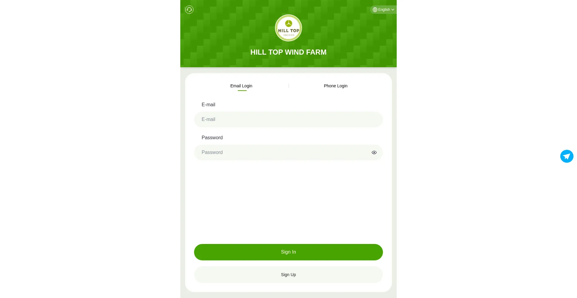 Website screenshot of Hilltopwind.top