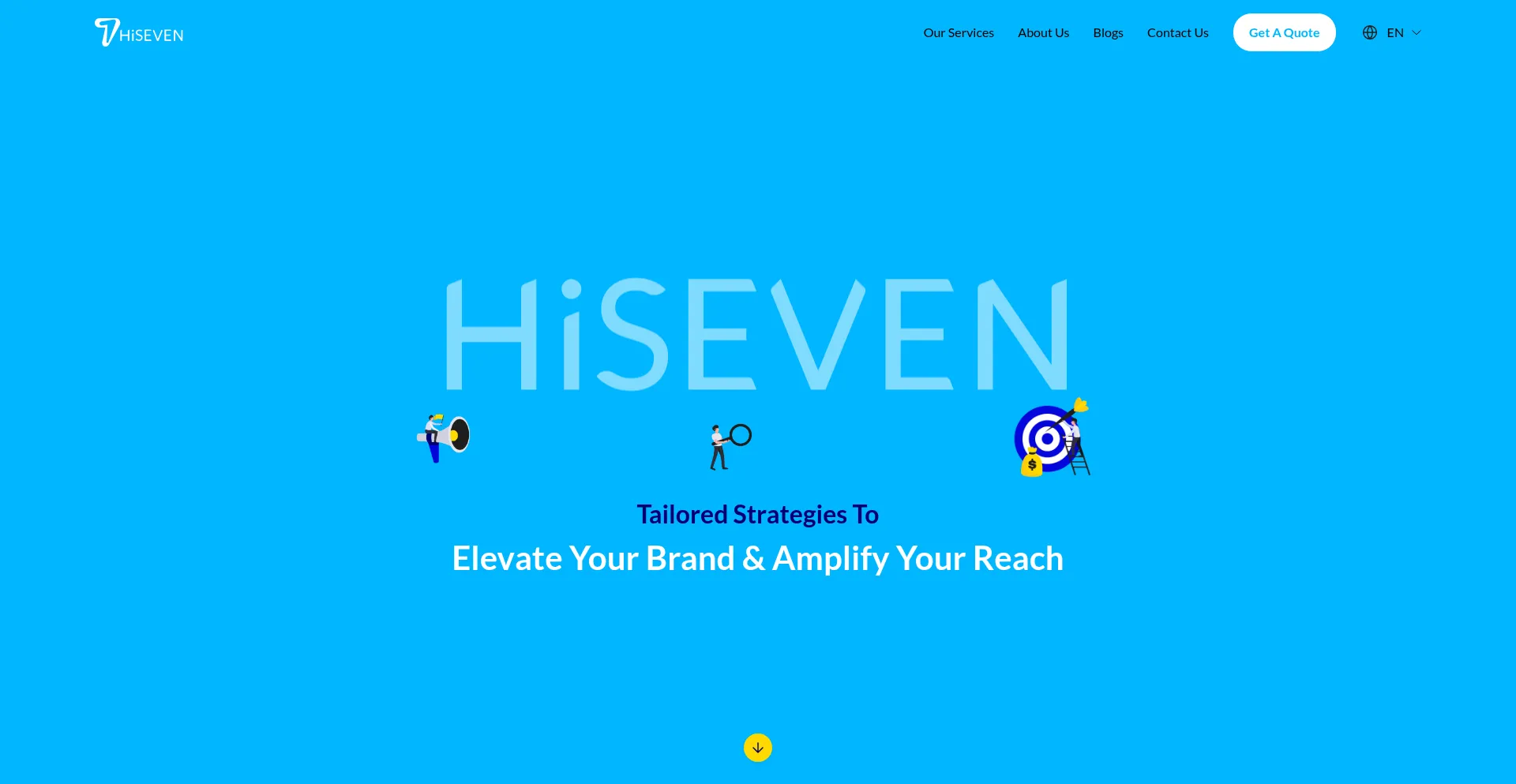 Website screenshot of Hiseven.com