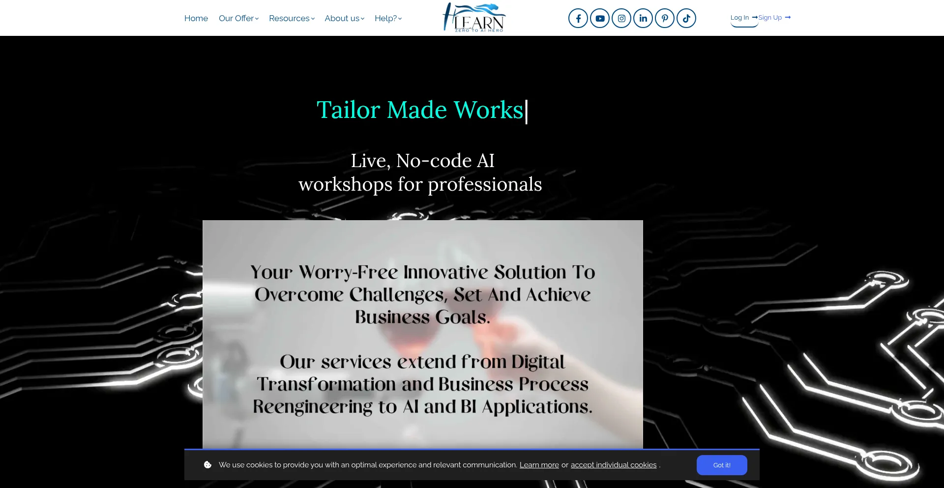 Website screenshot of Hlearn.ca