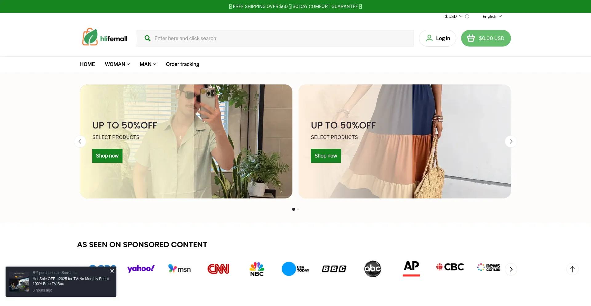 Website screenshot of Hlifemall.com