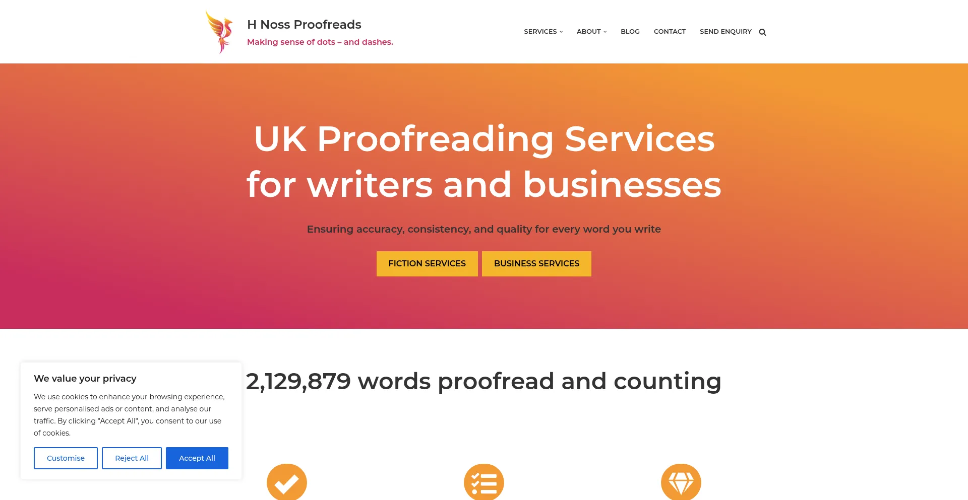 Hnossproofreads.co.uk Screenshot