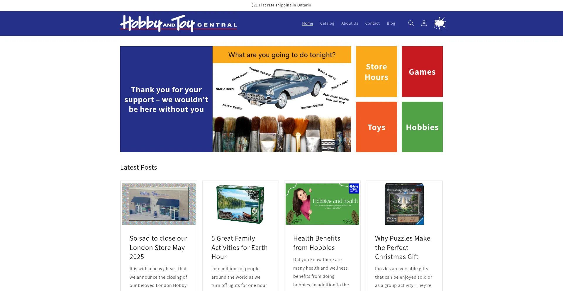 Website screenshot of Hobbyandtoycentral.com
