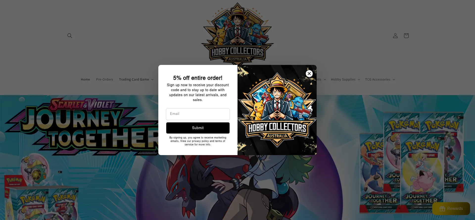 Website screenshot of Hobbycollectorsaustralia.com.au