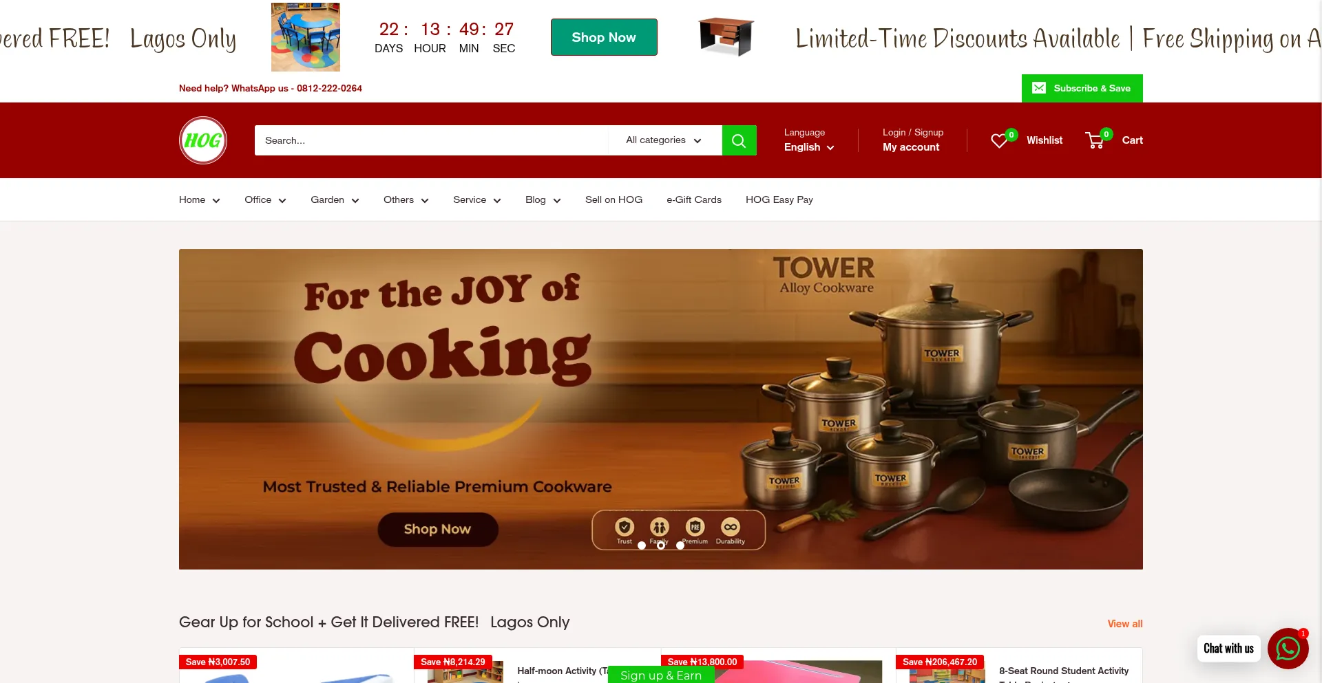 Website screenshot of Hogfurniture.co