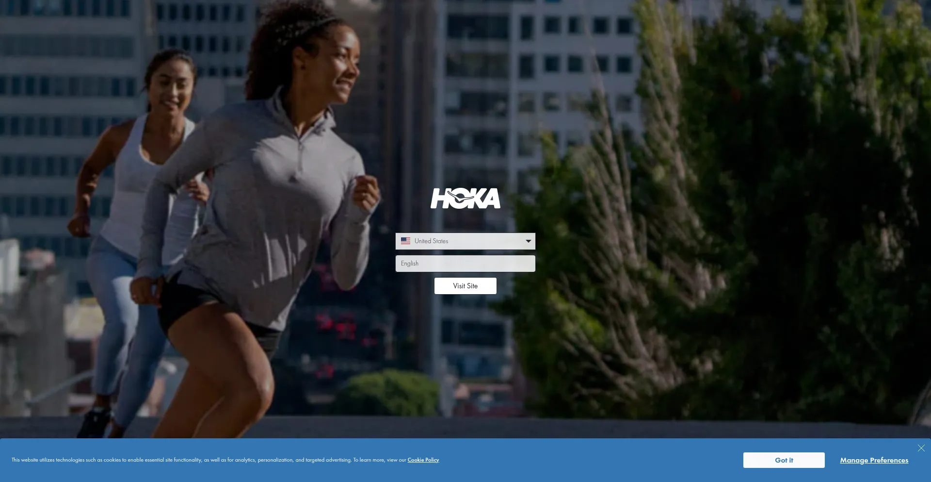 Website screenshot of Hoka.com