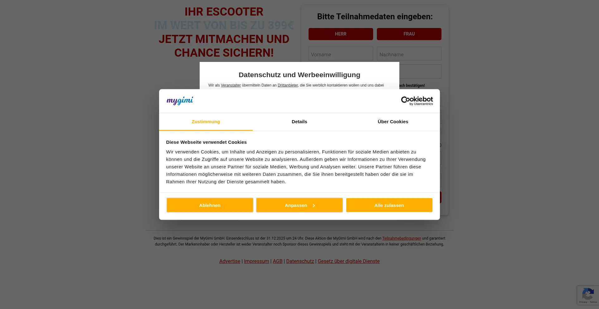 Website screenshot of Hol-dir-gutschein.de