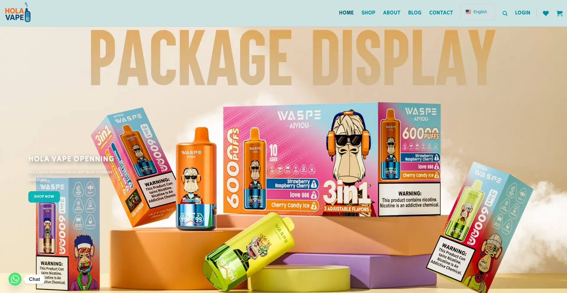 Website screenshot of Holavape.com