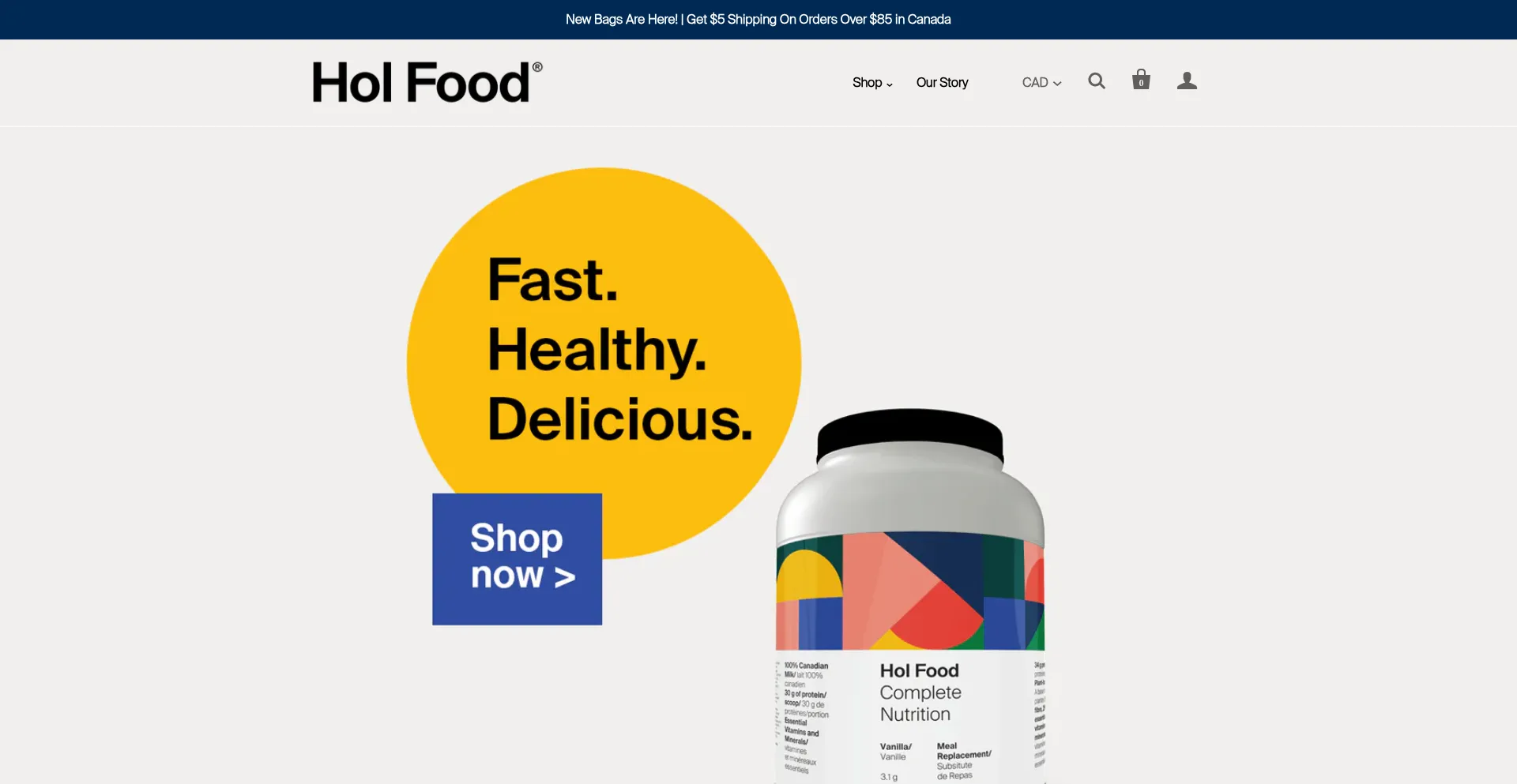 Website screenshot of Holfood.com