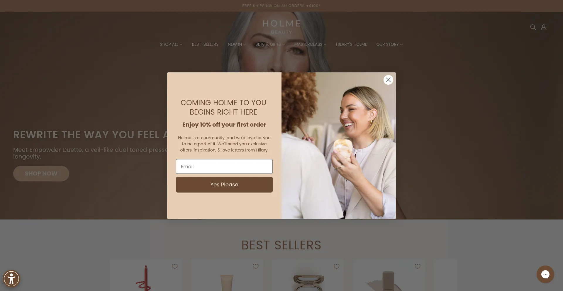Website screenshot of Holmebeauty.com