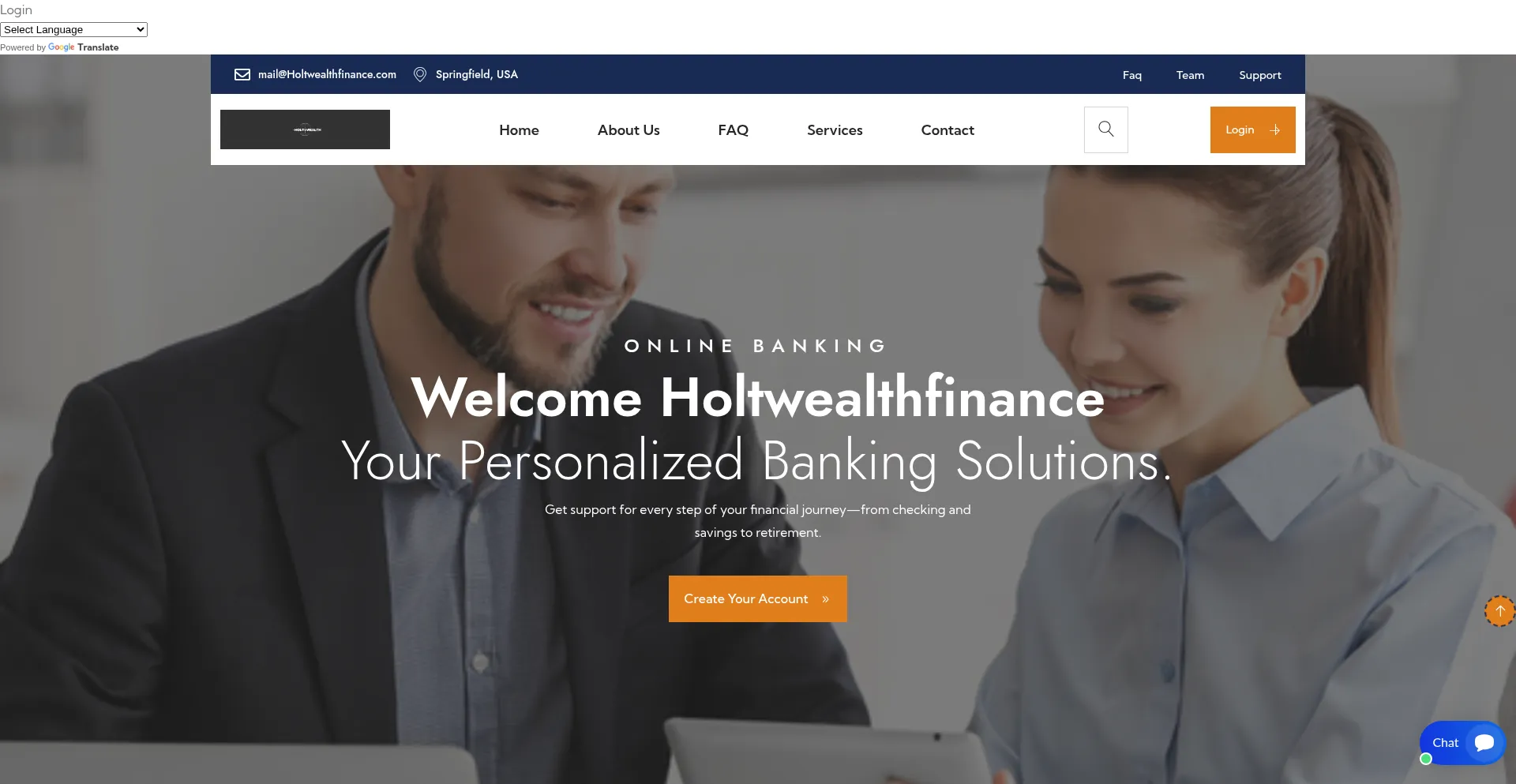 Website screenshot of Holtwealthfinance.com