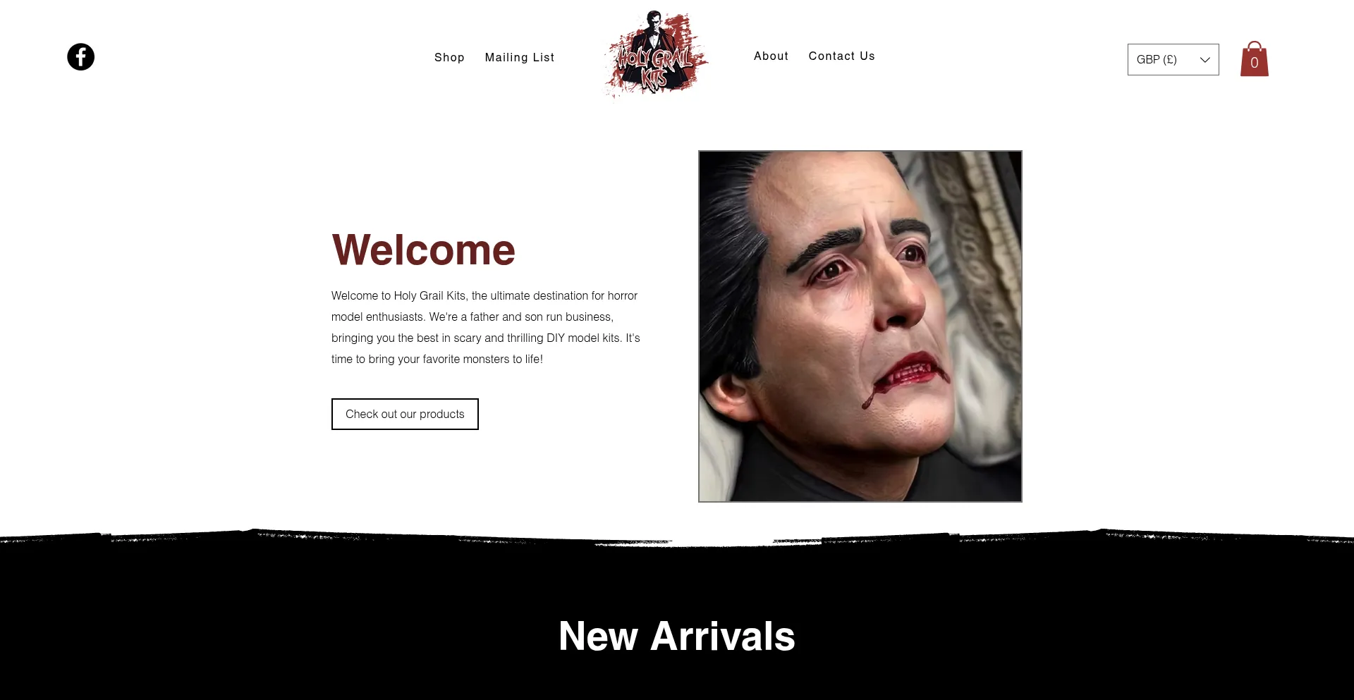 Website screenshot of Holygrailkits.com