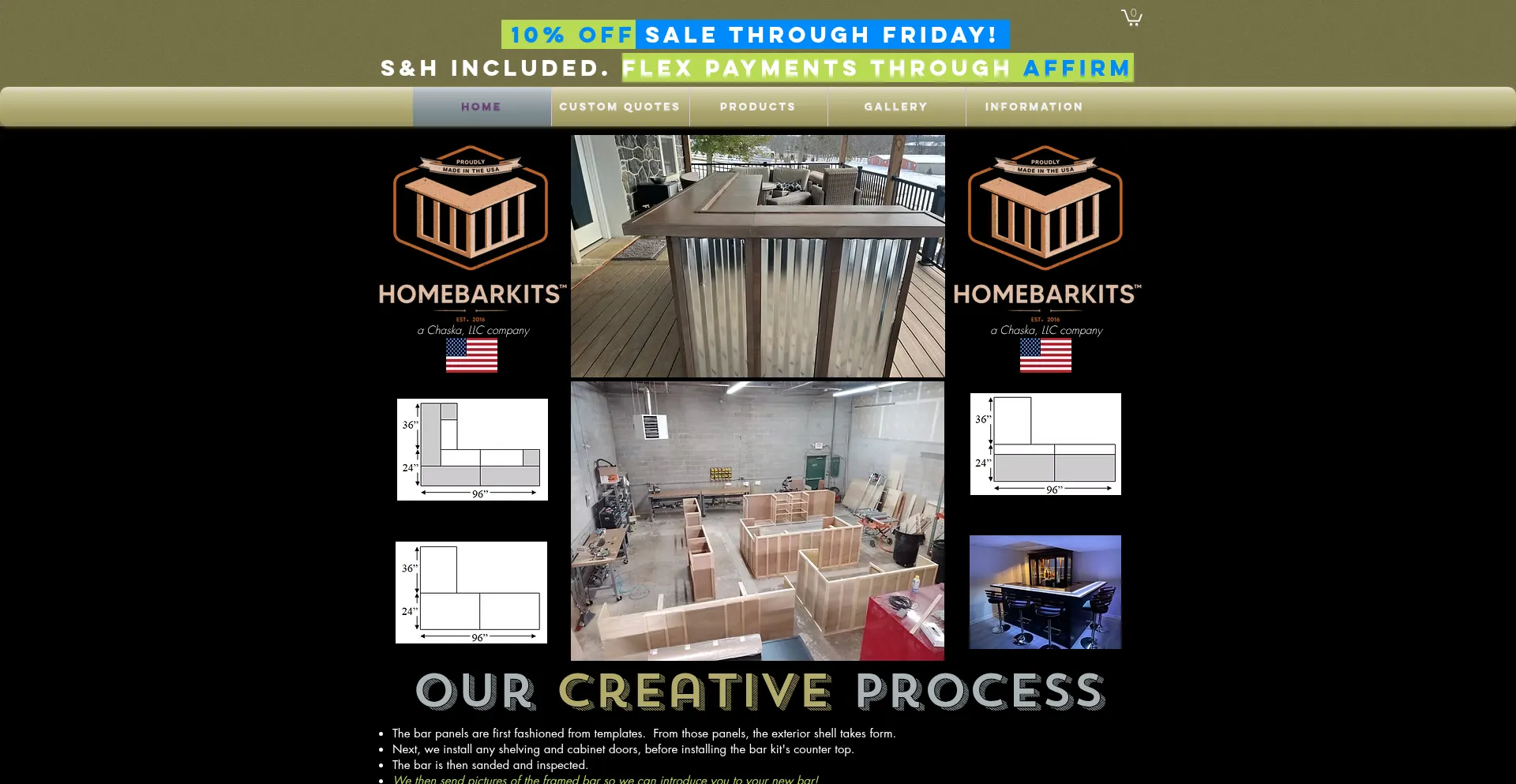 Website screenshot of Homebarkits.com