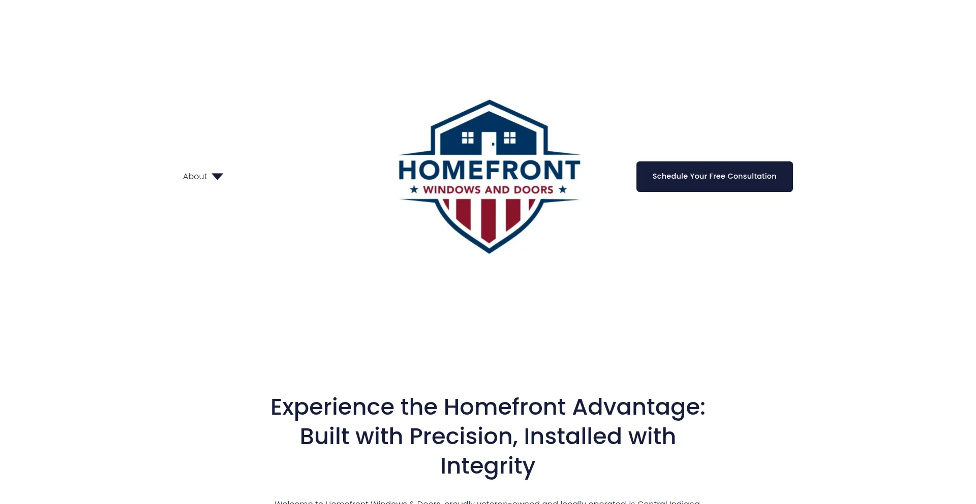 Website screenshot of Homefrontwindowsdoors.com
