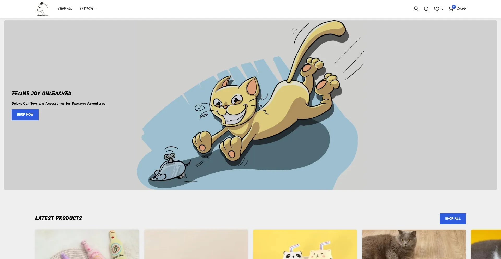 Website screenshot of Homelycats.com