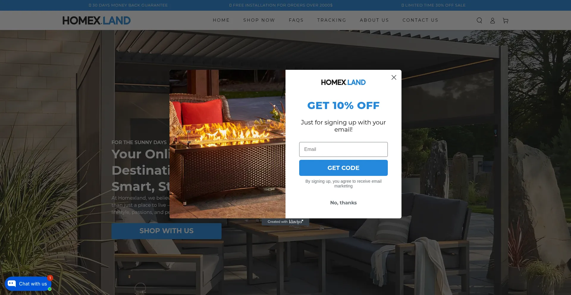 Website screenshot of Homex.land