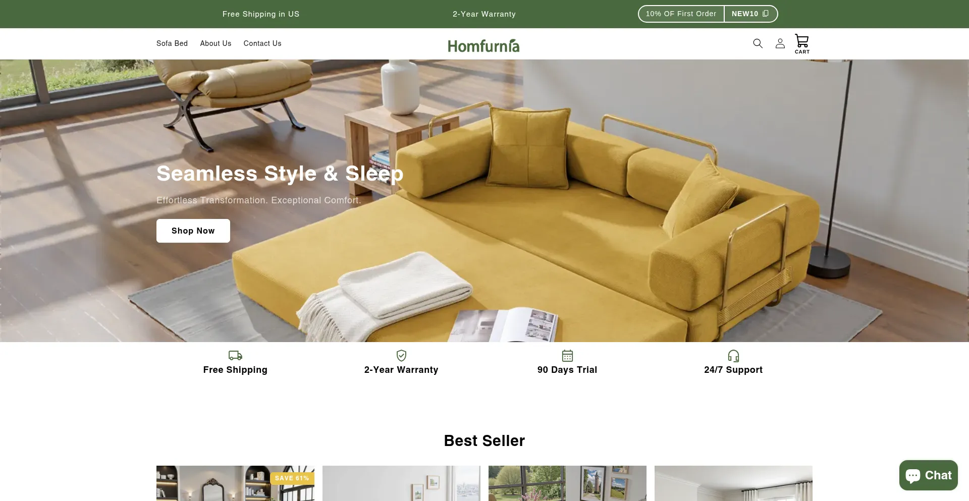 Website screenshot of Homfurnia.com