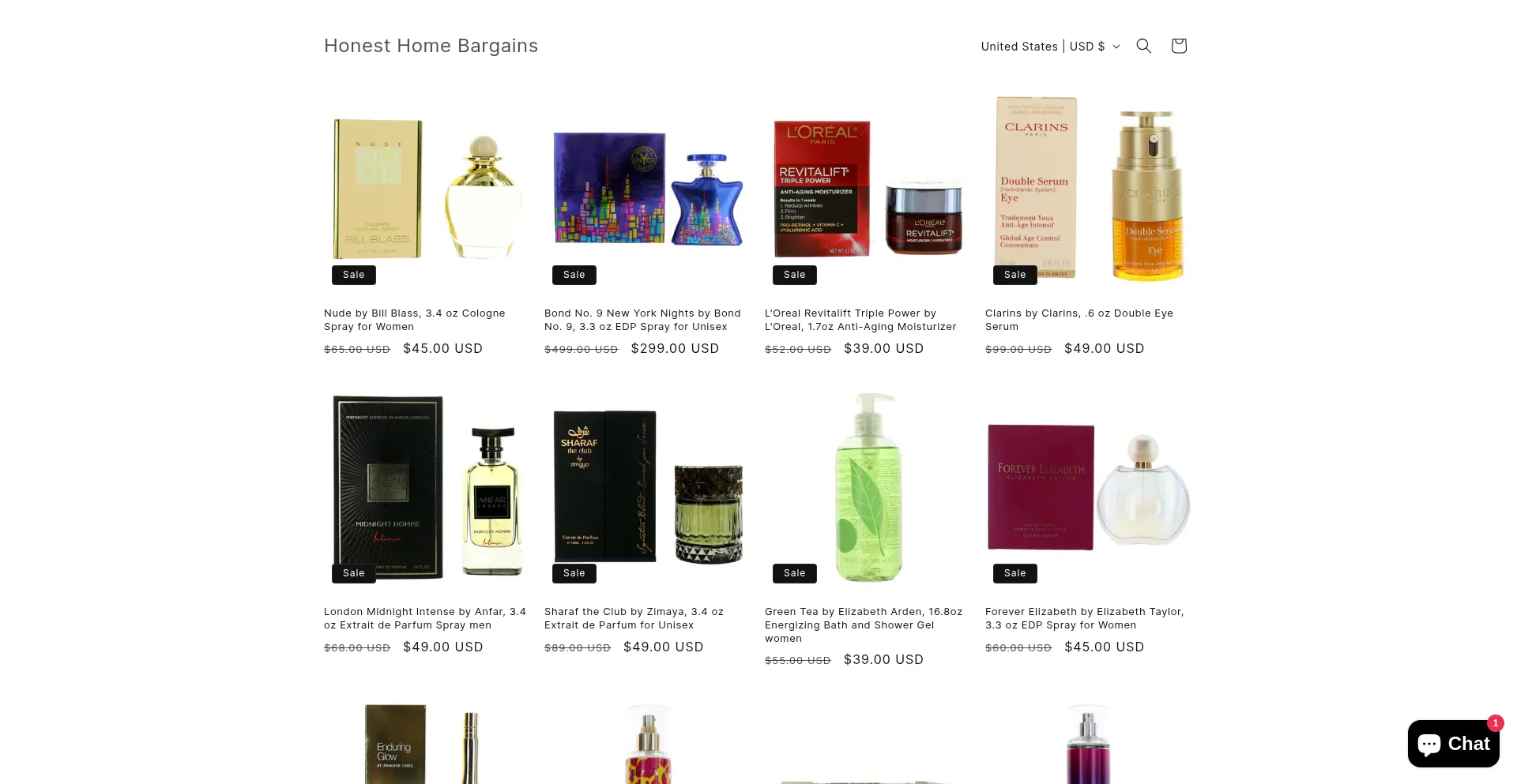 Website screenshot of Honesthomebargains.com