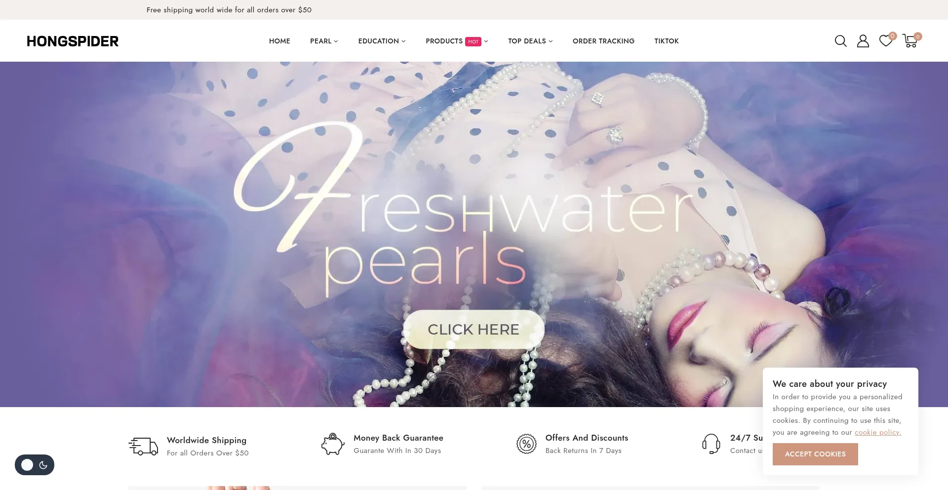 Website screenshot of Hongspider.com