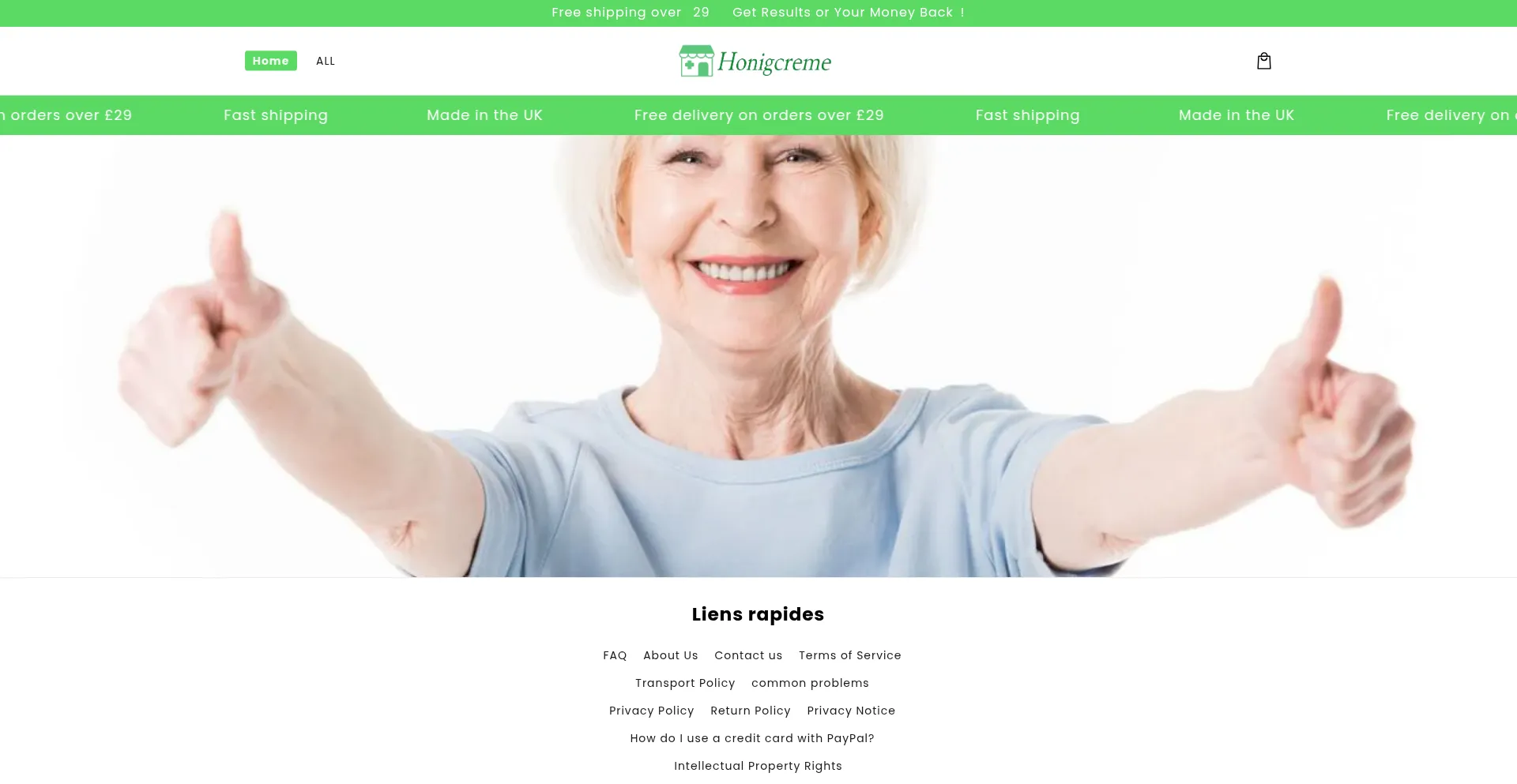 Website screenshot of Honigcreme.com