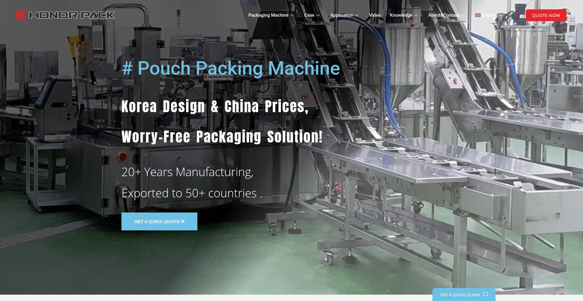 Website screenshot of Honorpack.com