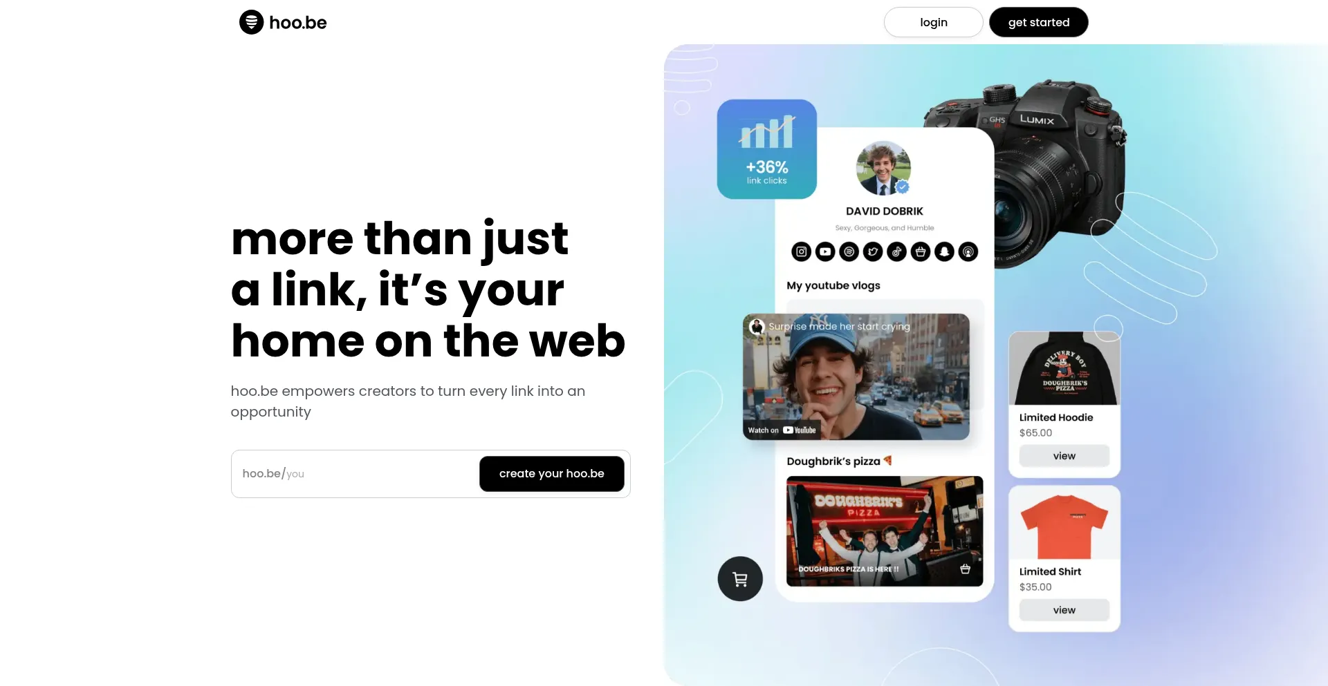 Website screenshot of Hoo.be