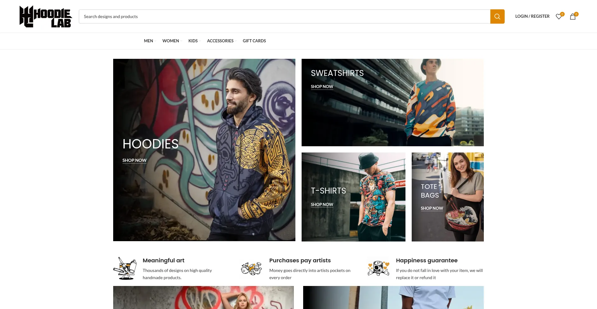Website screenshot of Hoodielab.com