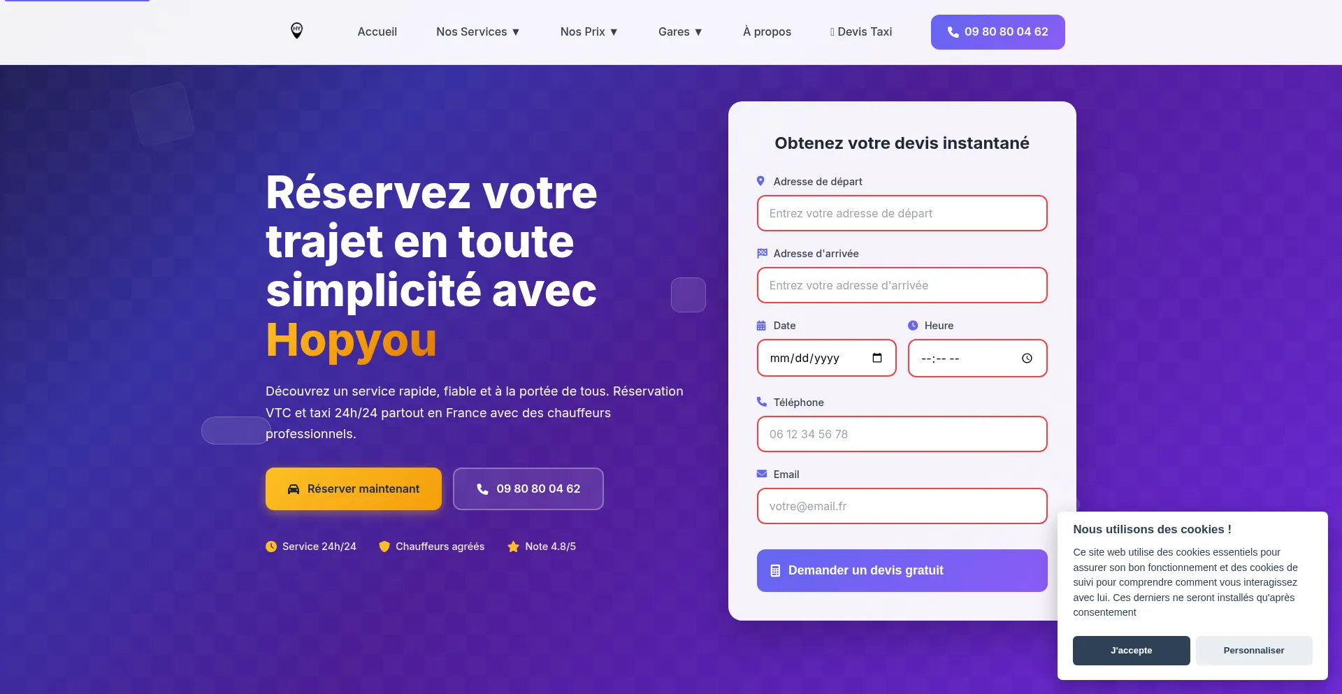 Website screenshot of Hopyou.net