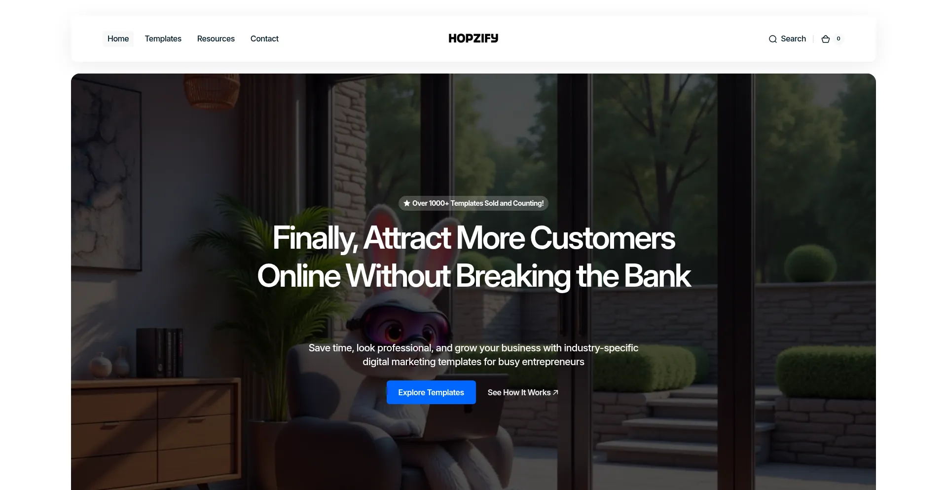Website screenshot of Hopzify.com
