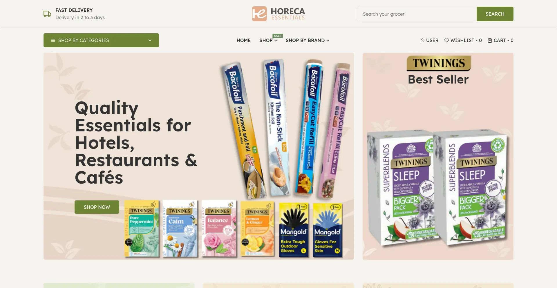 Website screenshot of Horecaessentials.co.uk