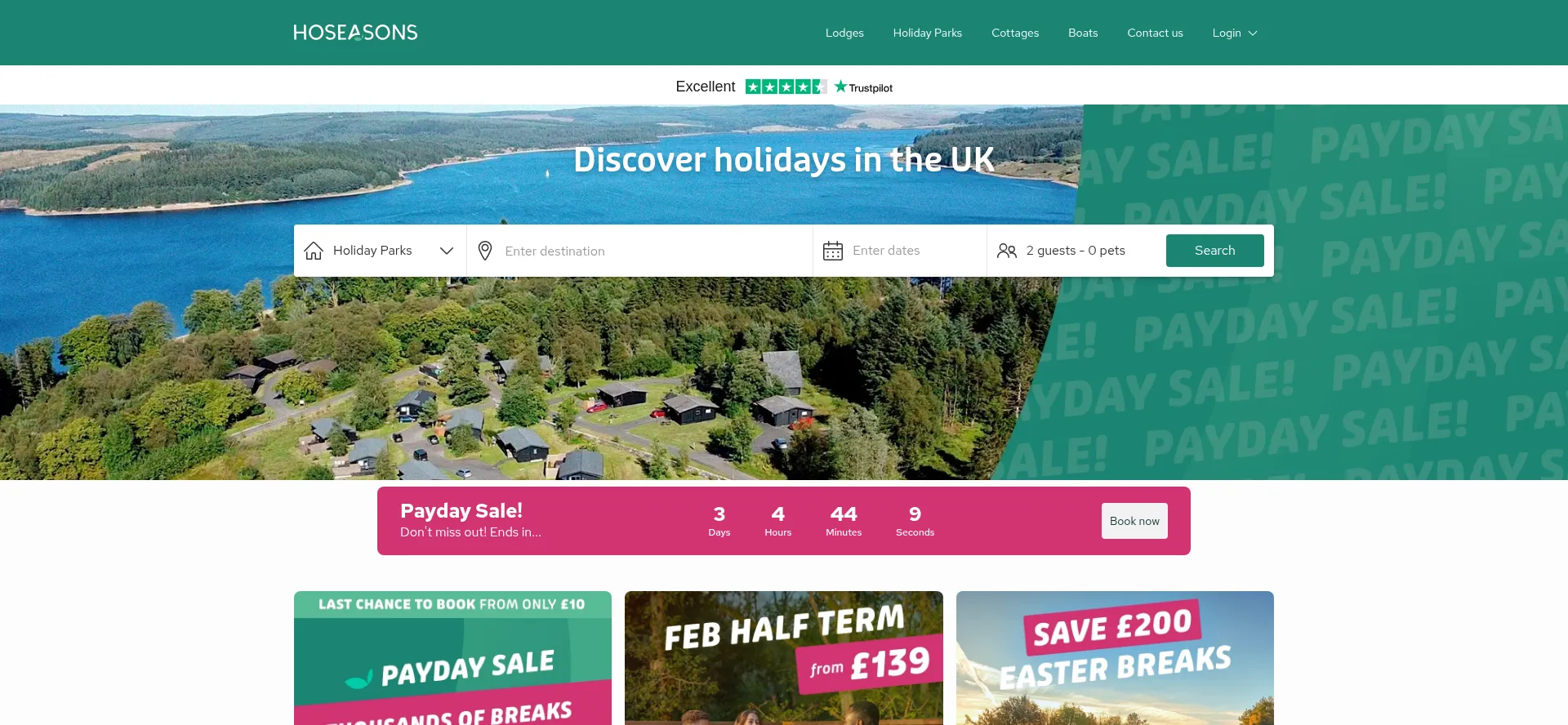 Hoseasons.co.uk Screenshot