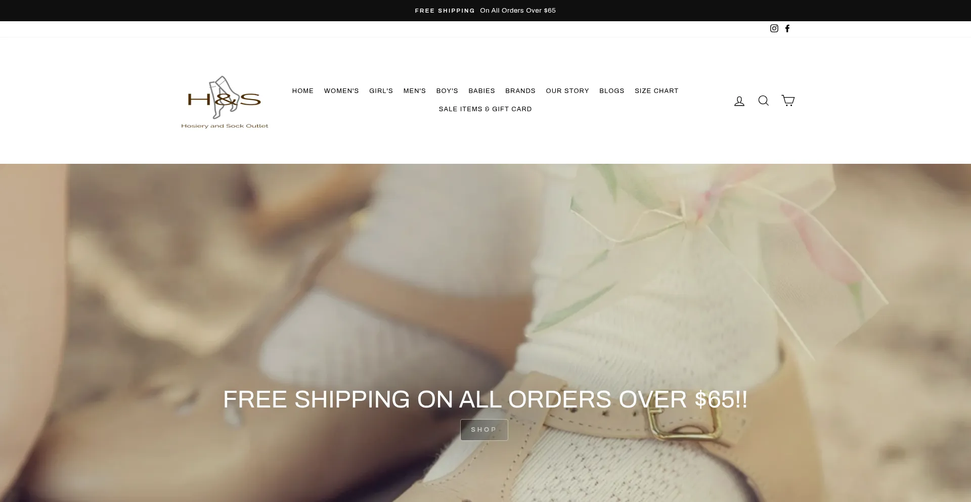 Website screenshot of Hosieryandsockoutlet.com